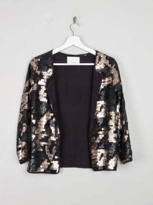 Black & Gold Sequin Cropped Jacket Xs/S - The Harlequin