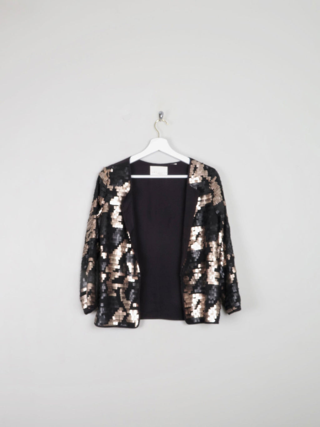 Black & Gold Sequin Cropped Jacket Xs/S - The Harlequin