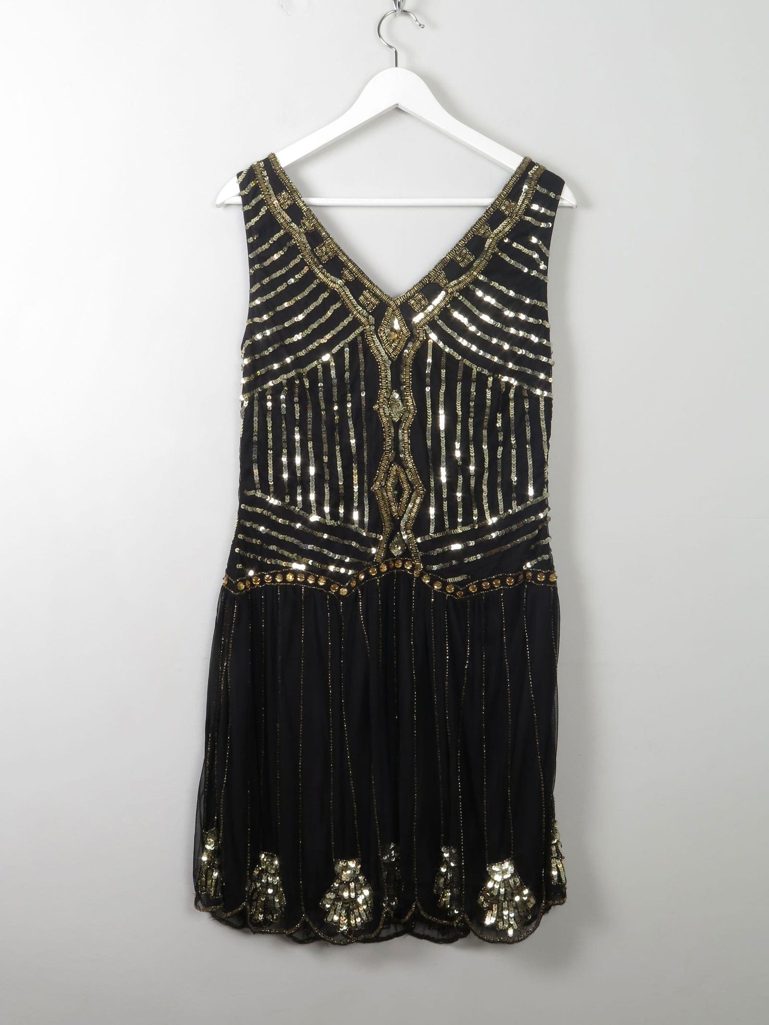 Black & Gold Vintage Style 1920’s  Flapper Dress 12 - The Harlequin