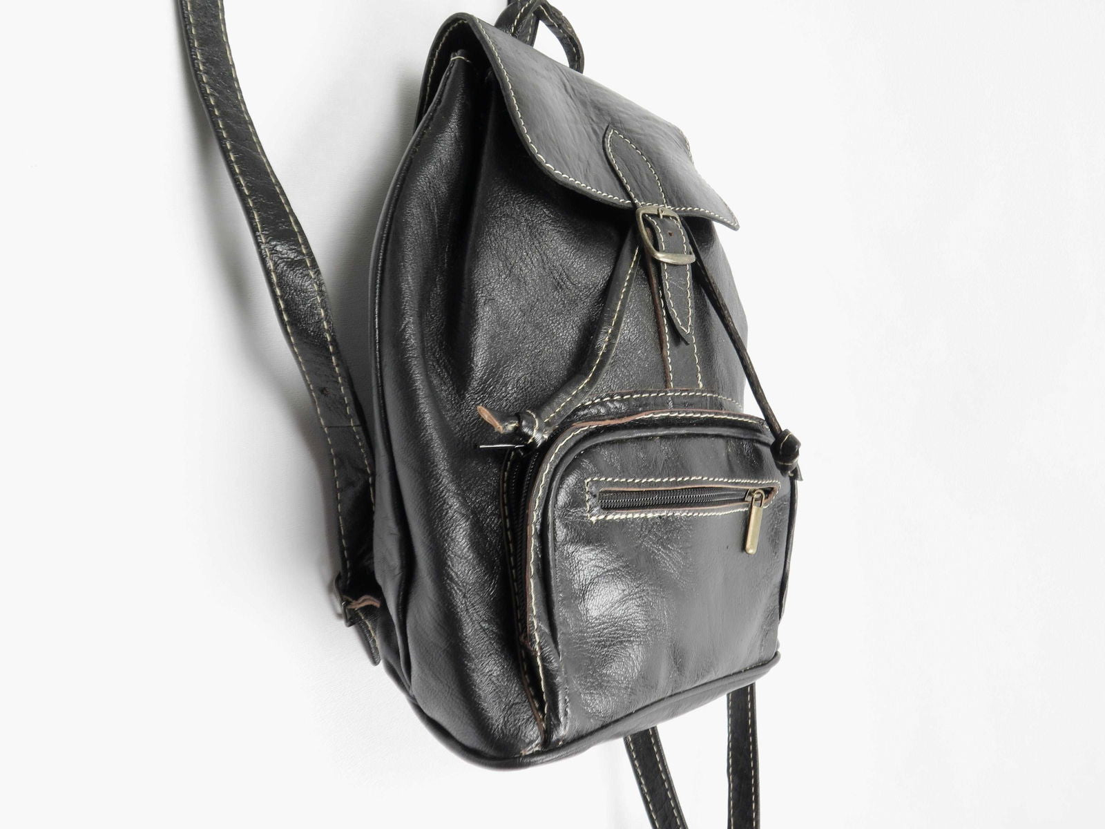 Black Leather New Backpack S - The Harlequin