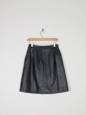 Black Leather Short Vintage Skirt 26" 6/8 - The Harlequin