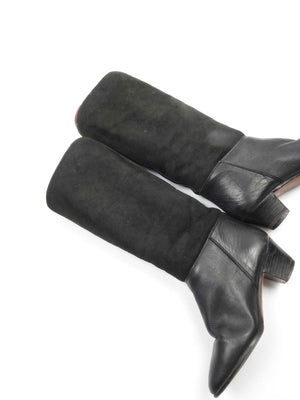 Black Leather Vintage Boots With Sheepskin 36/3 - The Harlequin