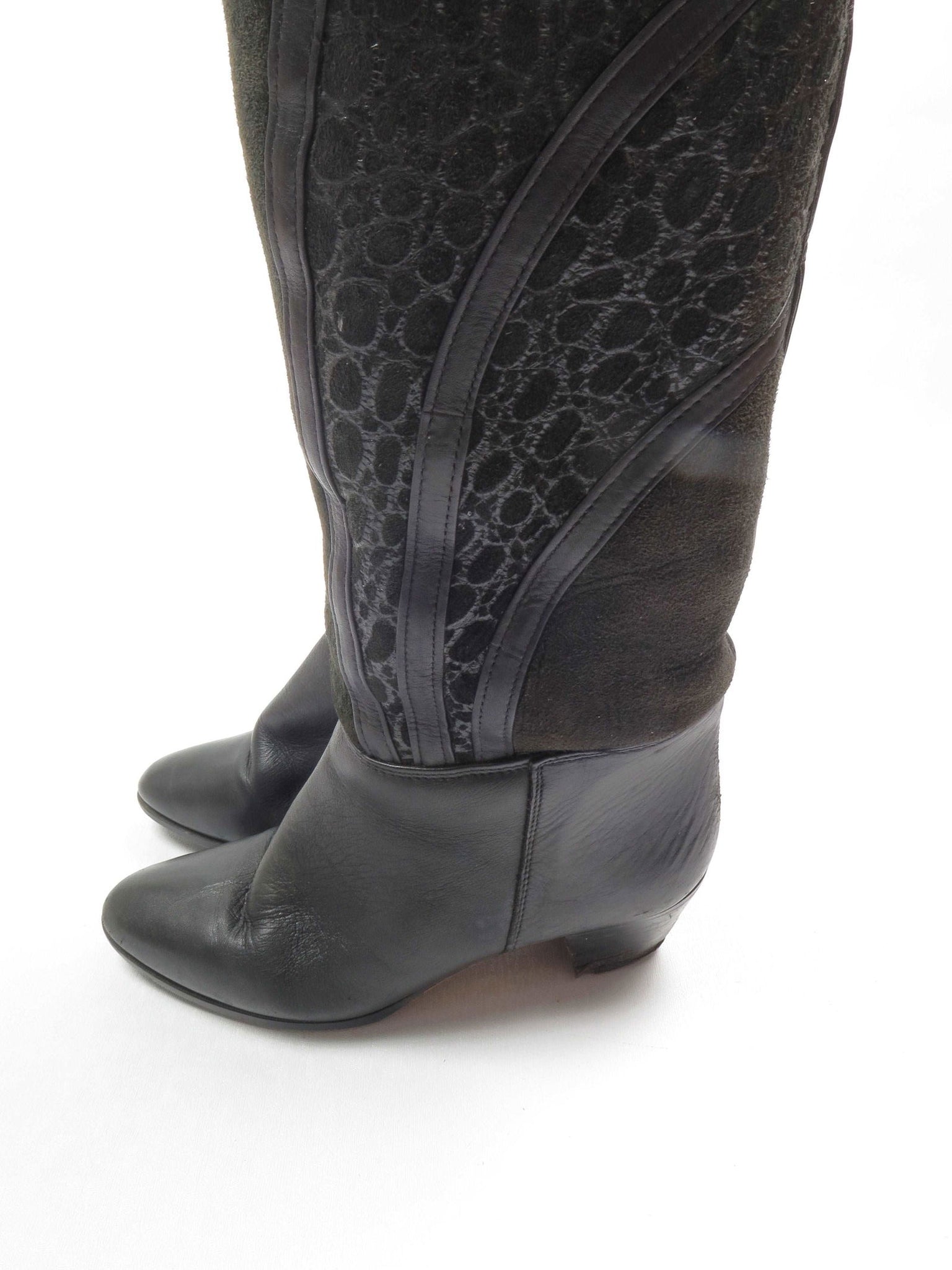 Black Leather Vintage Boots With Sheepskin 36/3 - The Harlequin