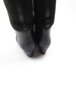 Black Leather Vintage Boots With Sheepskin 36/3 - The Harlequin