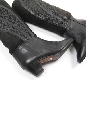 Black Leather Vintage Boots With Sheepskin 36/3 - The Harlequin