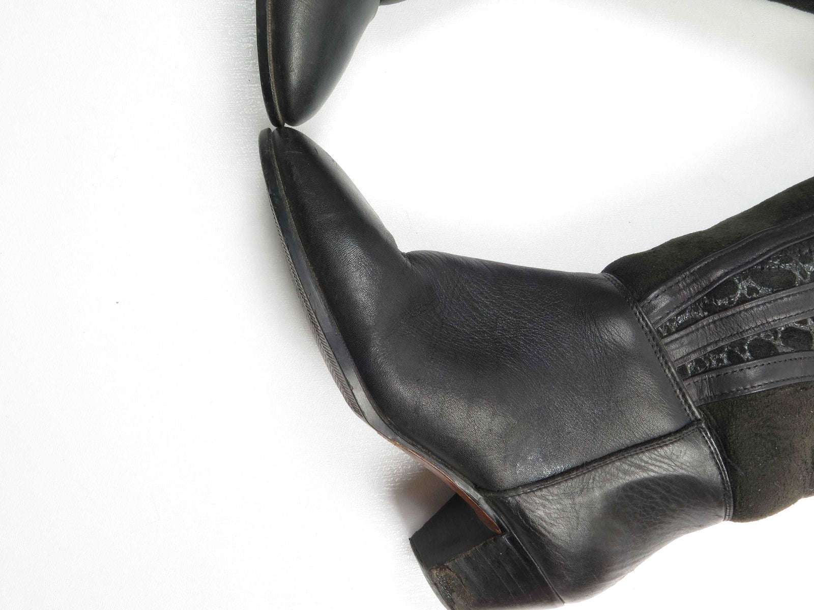 Black Leather Vintage Boots With Sheepskin 36/3 - The Harlequin