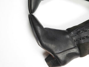 Black Leather Vintage Boots With Sheepskin 36/3 - The Harlequin