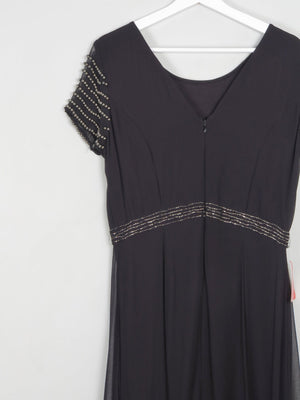 Black Long Vintage Style Chiffon Dress With Beading New 12 - The Harlequin