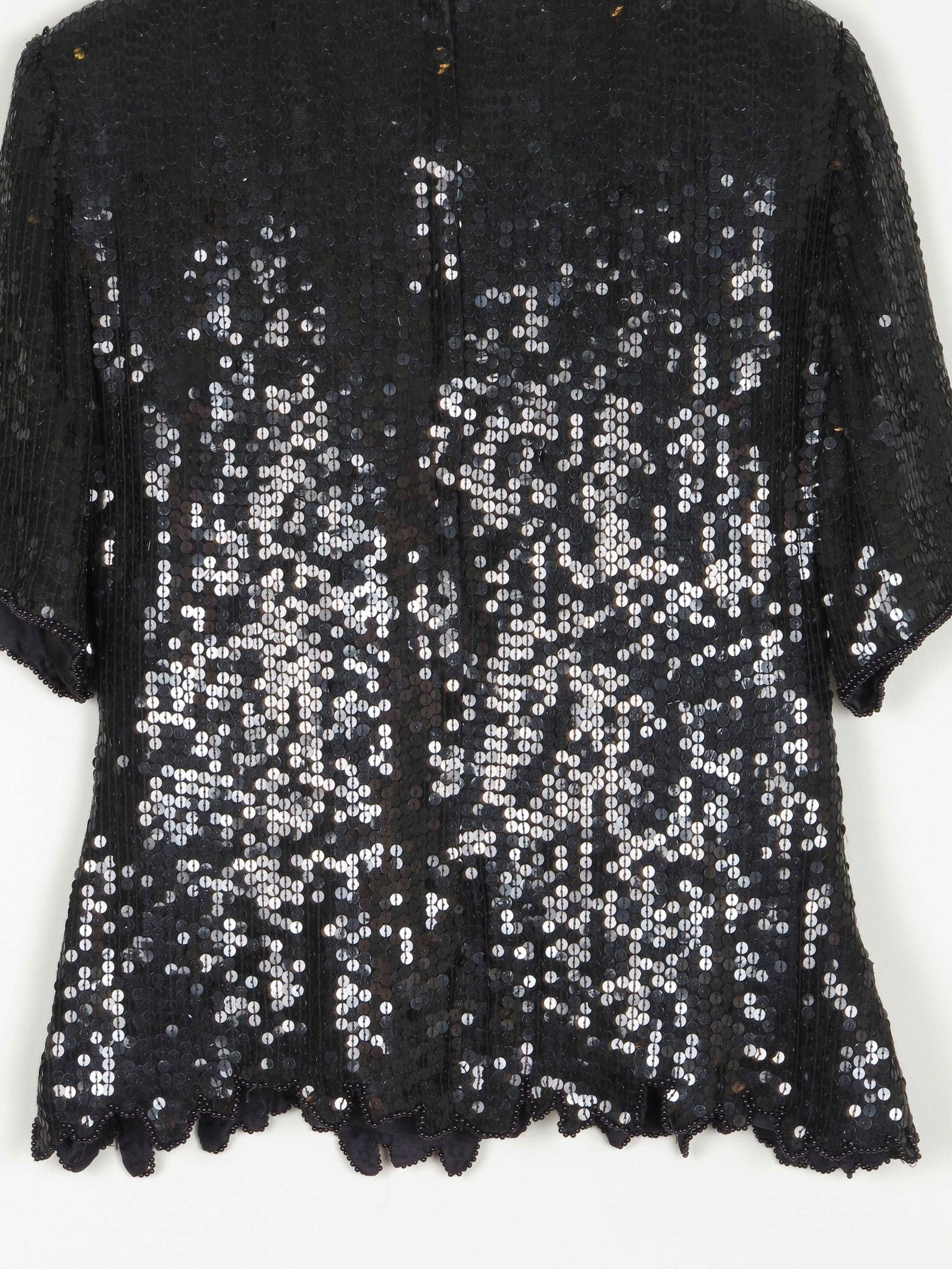 Black & Rust Beaded Vintage Short Top S/M - The Harlequin