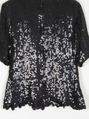 Black & Rust Beaded Vintage Short Top S/M - The Harlequin