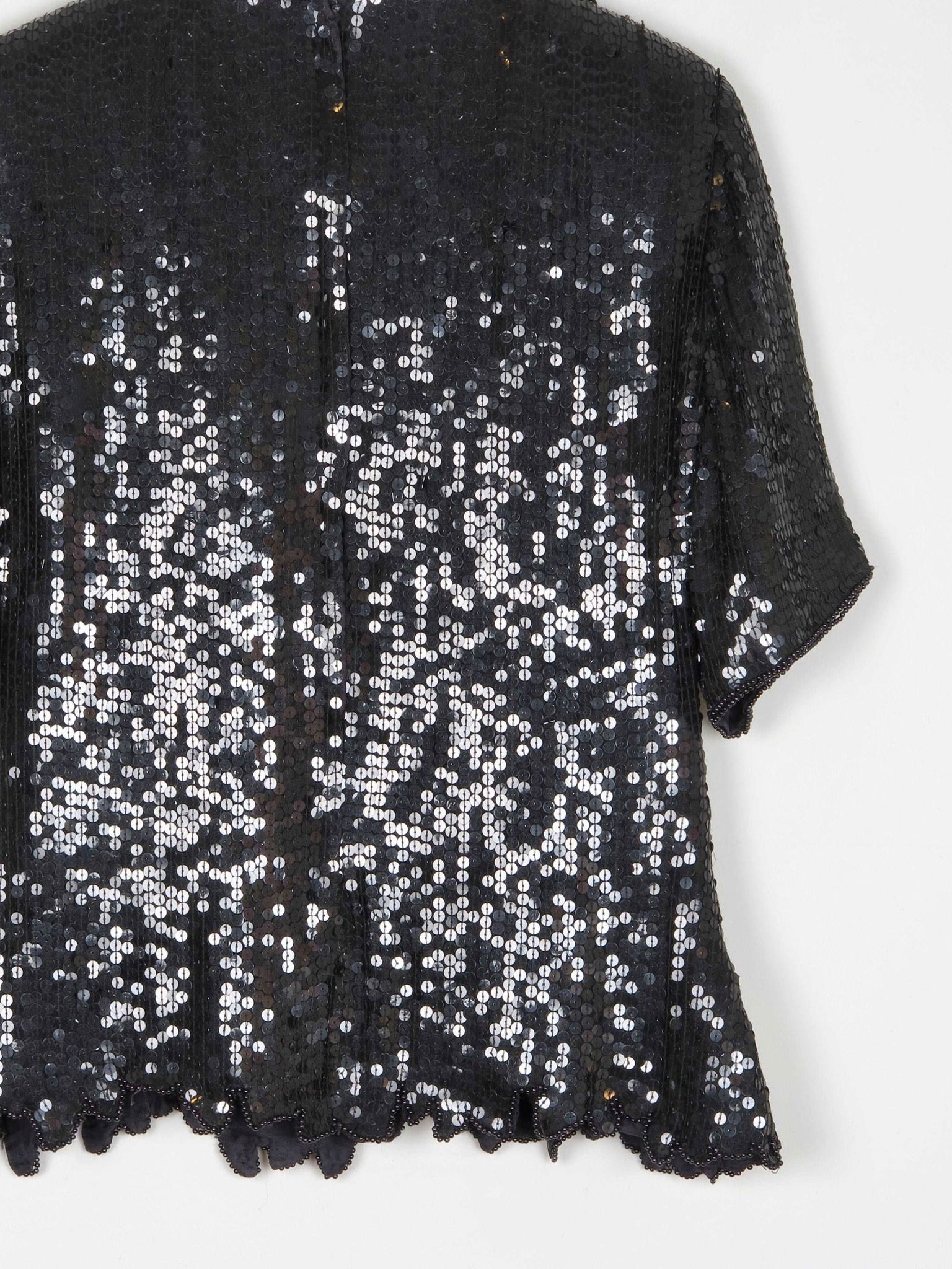 Black & Rust Beaded Vintage Short Top S/M - The Harlequin