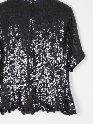 Black & Rust Beaded Vintage Short Top S/M - The Harlequin