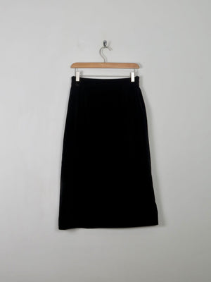 Black Velvet Vintage Pencil Skirt 27 S