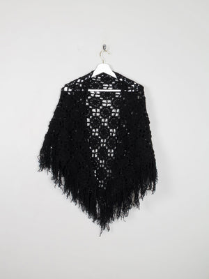 Black Vintage Crochet Cotton Shawl - The Harlequin