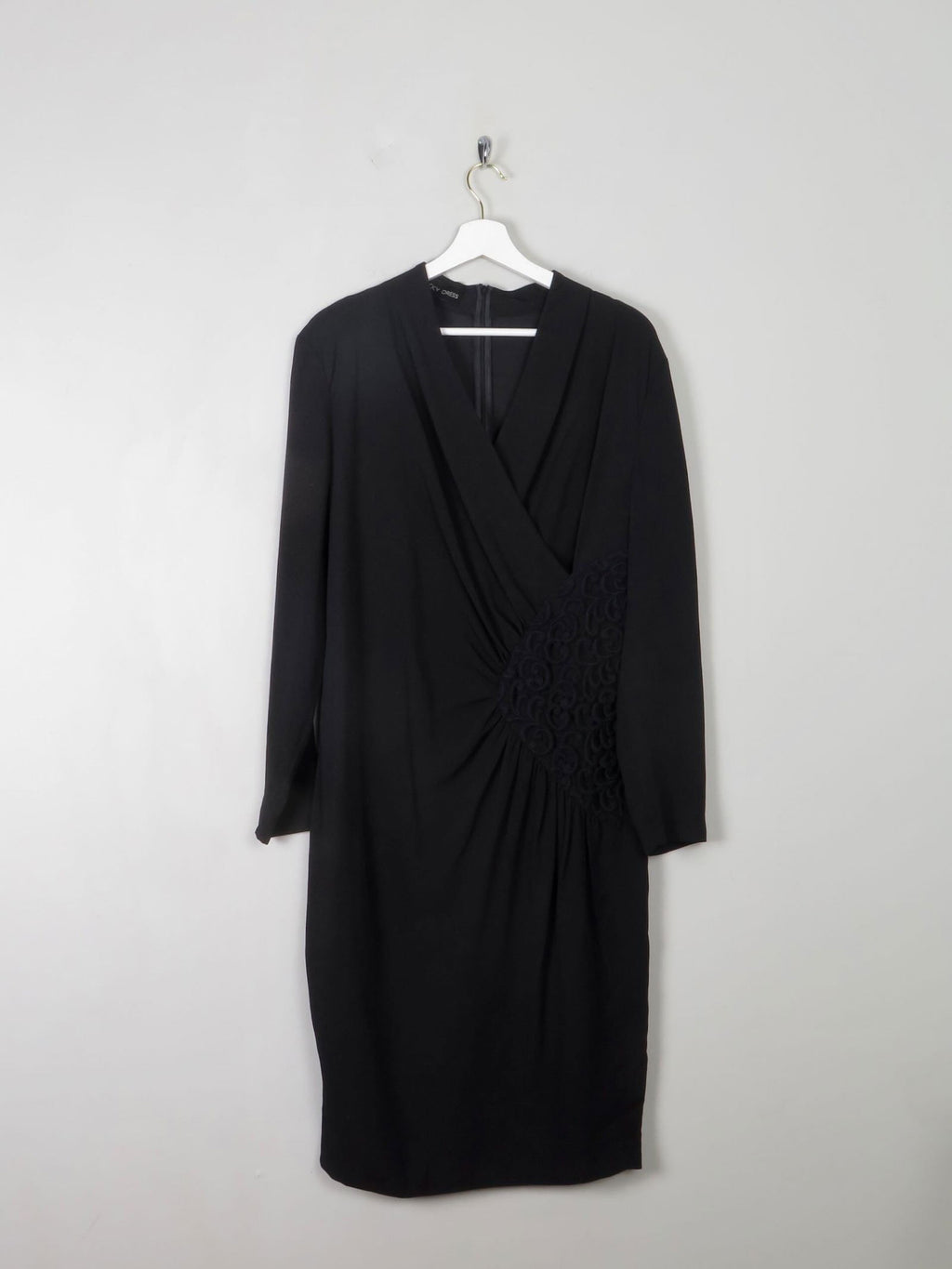 Black Vintage Draped Dress M - The Harlequin