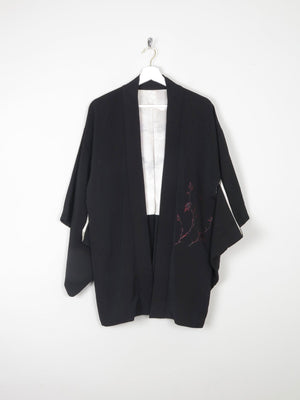 Black Vintage Kimono With Red Motifs S/M - The Harlequin