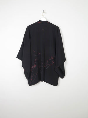 Black Vintage Kimono With Red Motifs S/M - The Harlequin