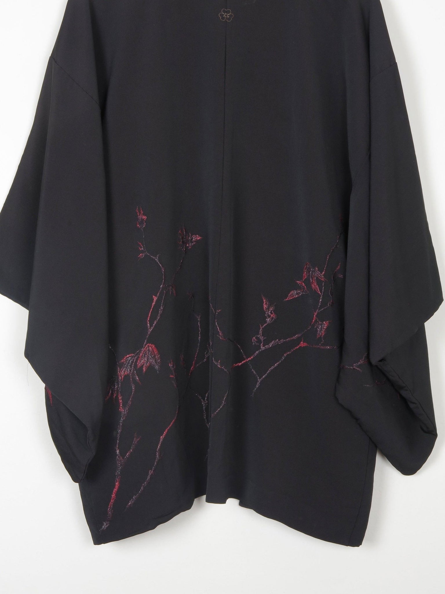 Black Vintage Kimono With Red Motifs S/M - The Harlequin