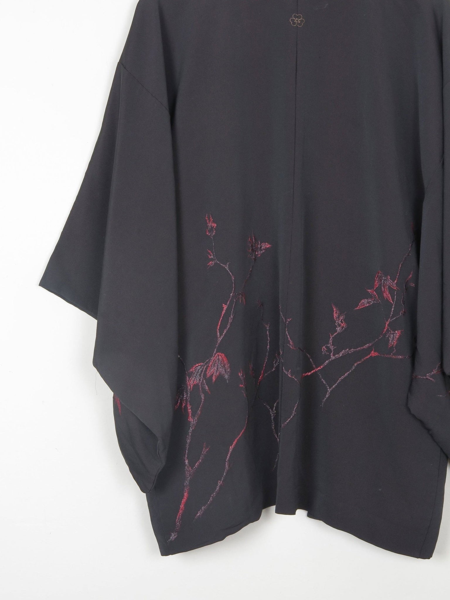 Black Vintage Kimono With Red Motifs S/M - The Harlequin