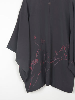 Black Vintage Kimono With Red Motifs S/M - The Harlequin
