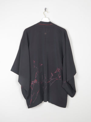 Black Vintage Kimono With Red Motifs S/M - The Harlequin