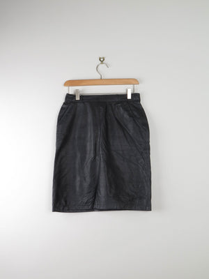 Black Vintage Leather Skirt 27"/XS/S - The Harlequin