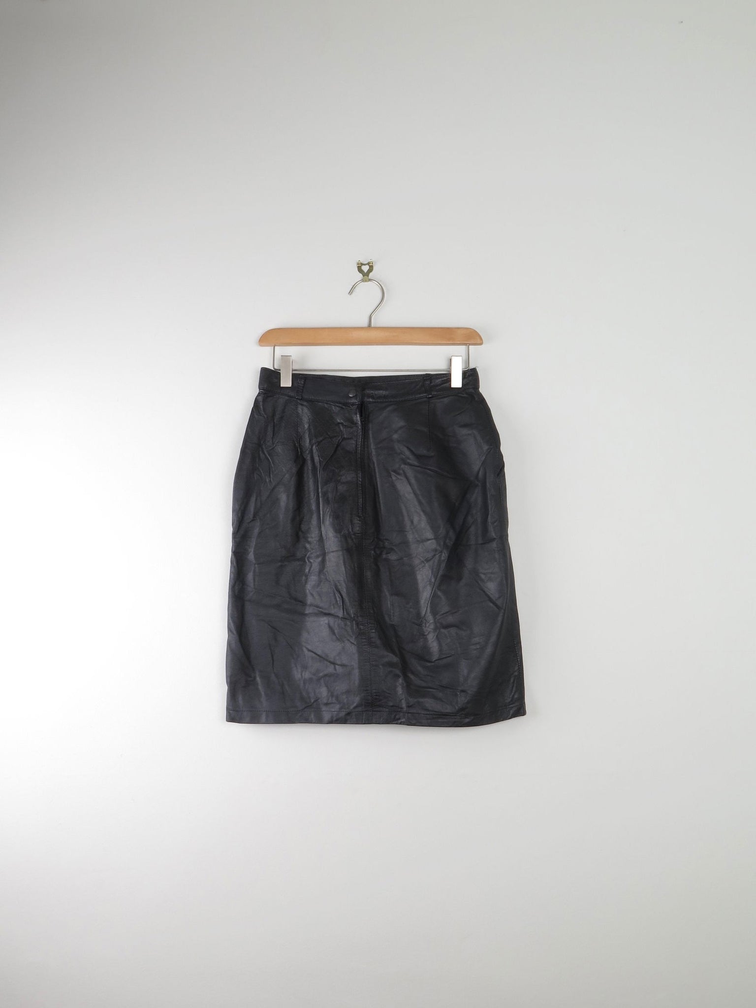 Black Vintage Leather Skirt 27"/XS/S - The Harlequin