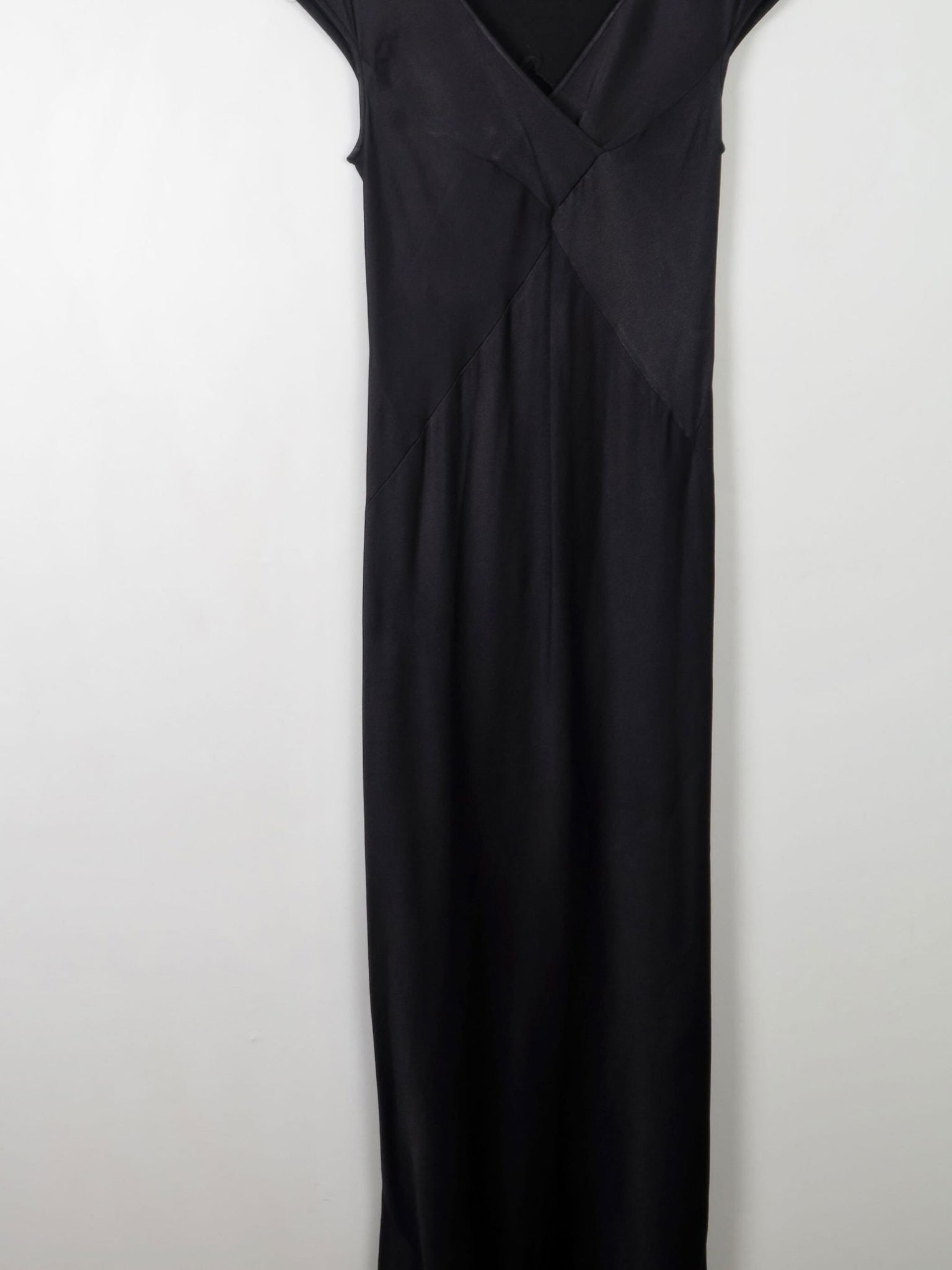 Black Vintage Pearse Fionda Black Satin Evening Dress S - The Harlequin