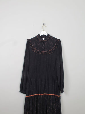 black prairie dress Black Vintage Prairie Style Midi Dress M