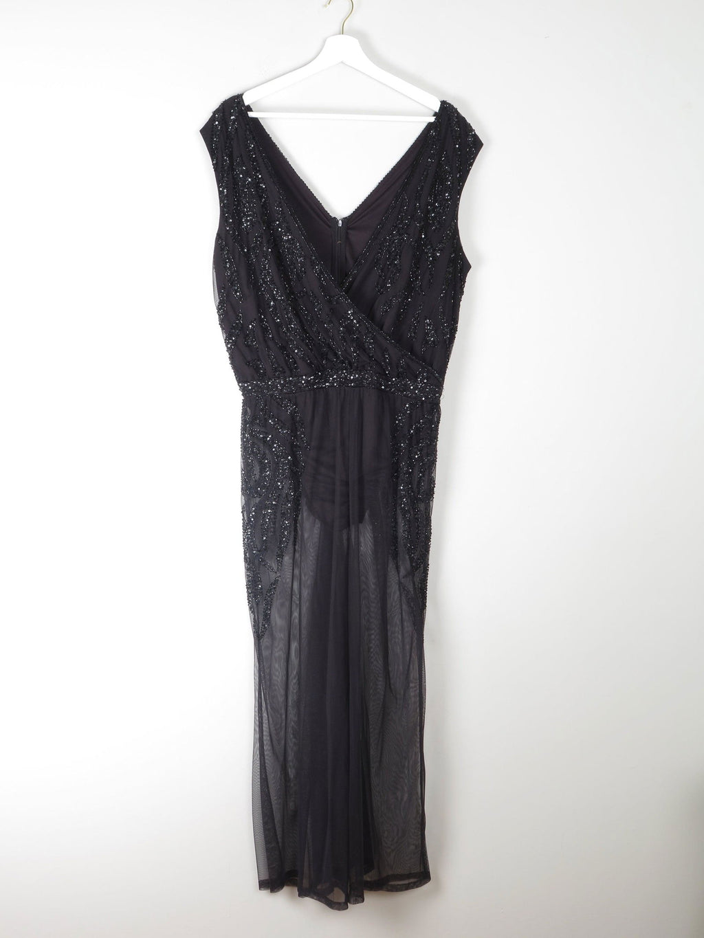 Black Vintage Style Beaded & Body Suit/ Jumpsuit L - The Harlequin