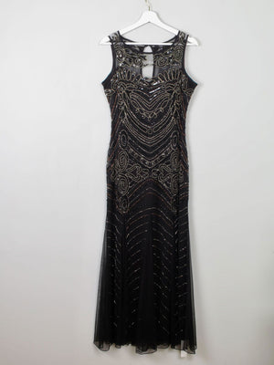 Black Vintage Style 1920s Style Beaded Evening Dress Long Joanna Hope New 14 - The Harlequin