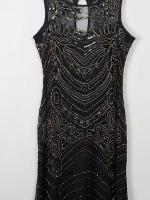 Black Vintage Style Beaded Evening Dress Long Joanna Hope New 14