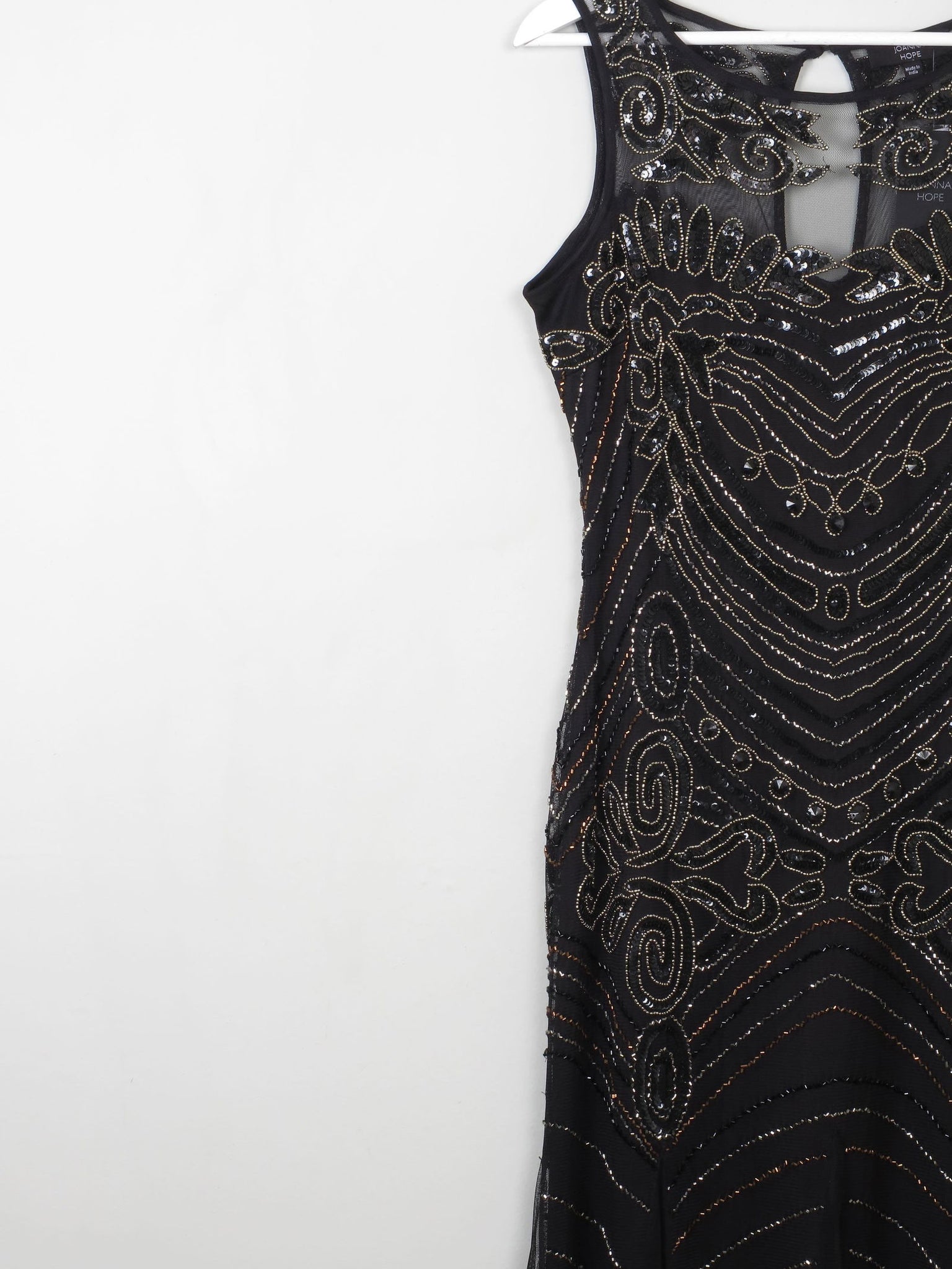 Black Vintage Style 1920s Style Beaded Evening Dress Long Joanna Hope New 14 - The Harlequin