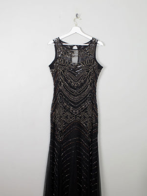 Black Vintage Style 1920s Style Beaded Evening Dress Long Joanna Hope New 14 - The Harlequin