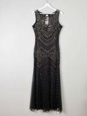 Black Vintage Style 1920s Style Beaded Evening Dress Long Joanna Hope New 14 - The Harlequin