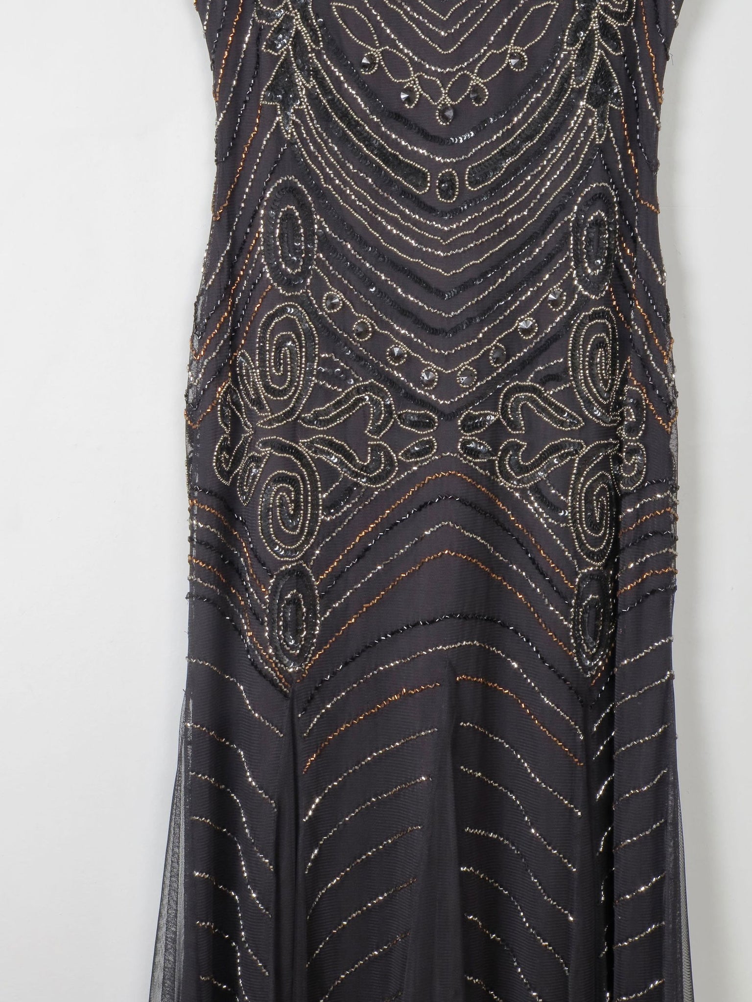 Black Vintage Style 1920s Style Beaded Evening Dress Long Joanna Hope New 14 - The Harlequin