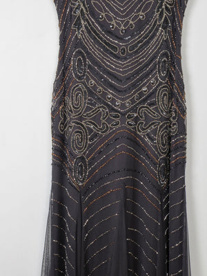 Black Vintage Style 1920s Style Beaded Evening Dress Long Joanna Hope New 14 - The Harlequin
