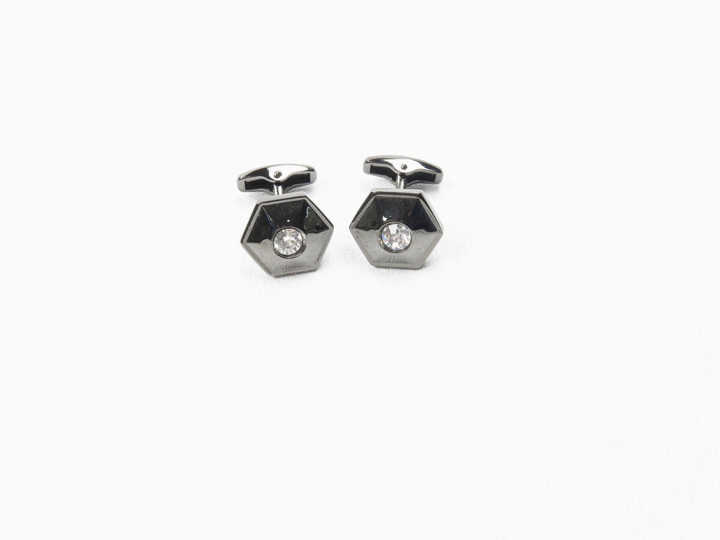 Black Pentagon Vintage Style  Cufflinks - The Harlequin