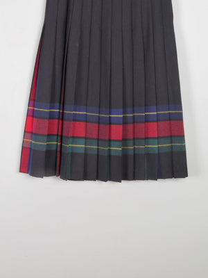 Black Vintage Wool Pleated Midi Skirt With Stripes 32" 14 - The Harlequin