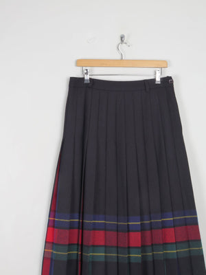 Black Vintage Wool Pleated Midi Skirt With Stripes 32" 14 - The Harlequin