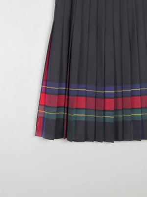 Black Vintage Wool Pleated Midi Skirt With Stripes 32" 14 - The Harlequin