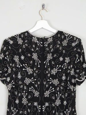 Black & White Beaded Vintage Top S - The Harlequin