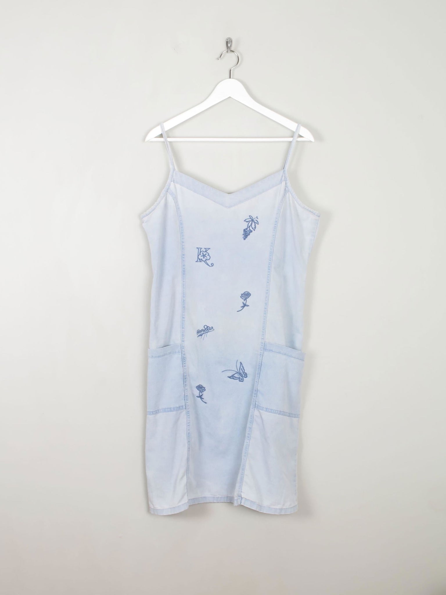 Blue Denim Vintage Embroidered Dress L/XL - The Harlequin