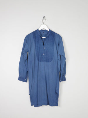 Blue Long Vintage Grandad Collarless Shirt S/M - The Harlequin