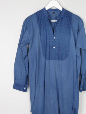 Blue Long Vintage Grandad Collarless Shirt S/M - The Harlequin