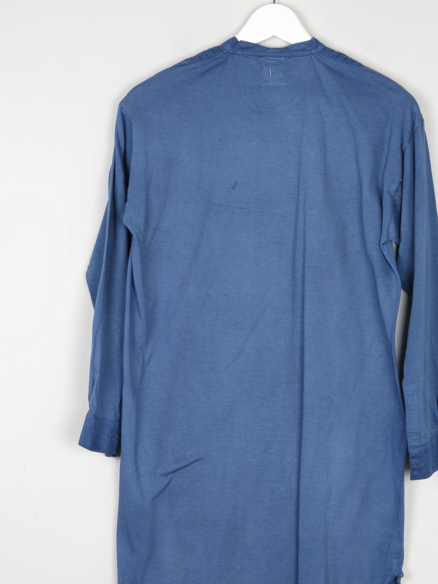 Blue Long Vintage Grandad Collarless Shirt S/M - The Harlequin