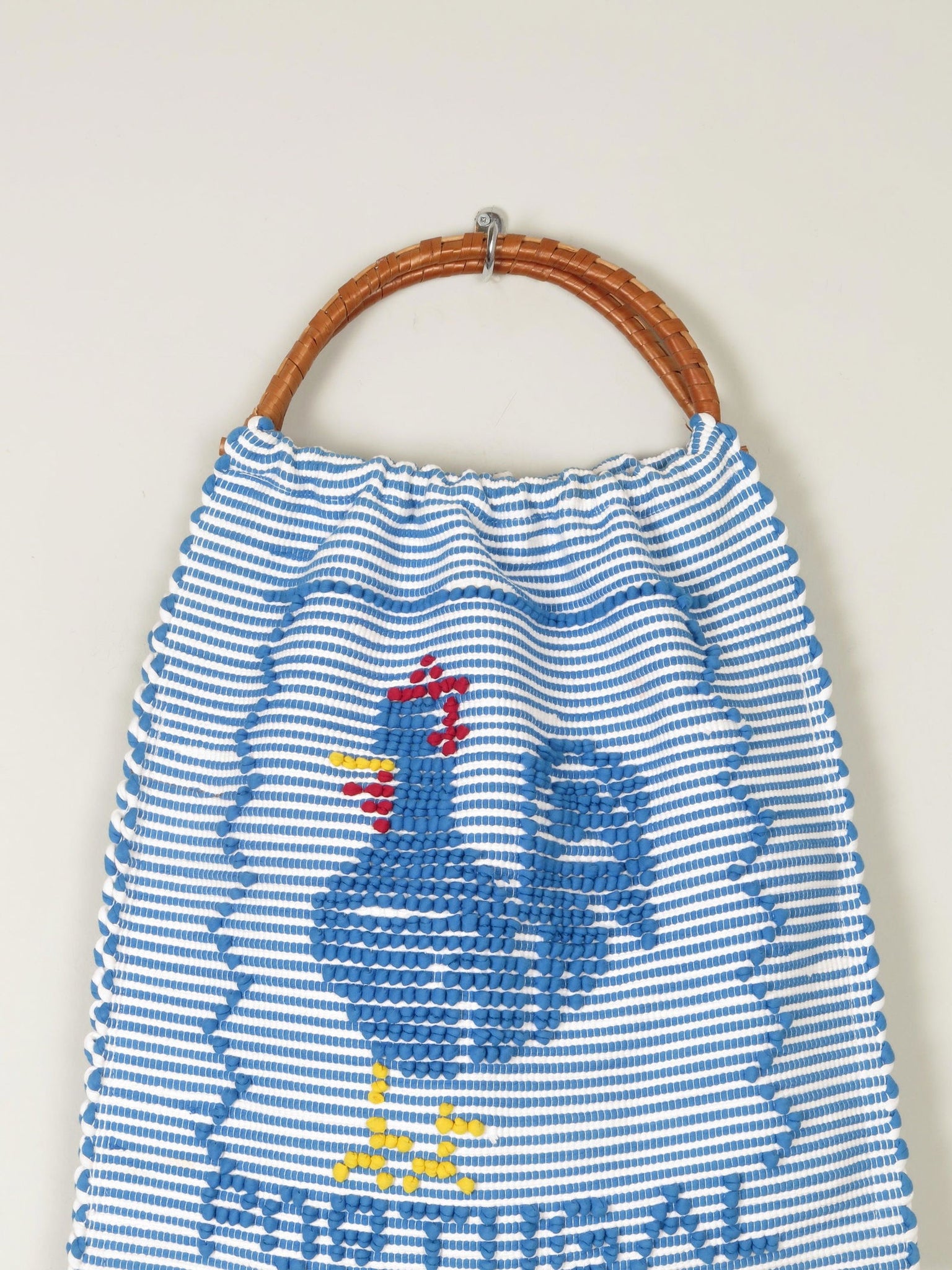 Blue Vintage Cotton Portugal Striped Embroidered Bag - The Harlequin