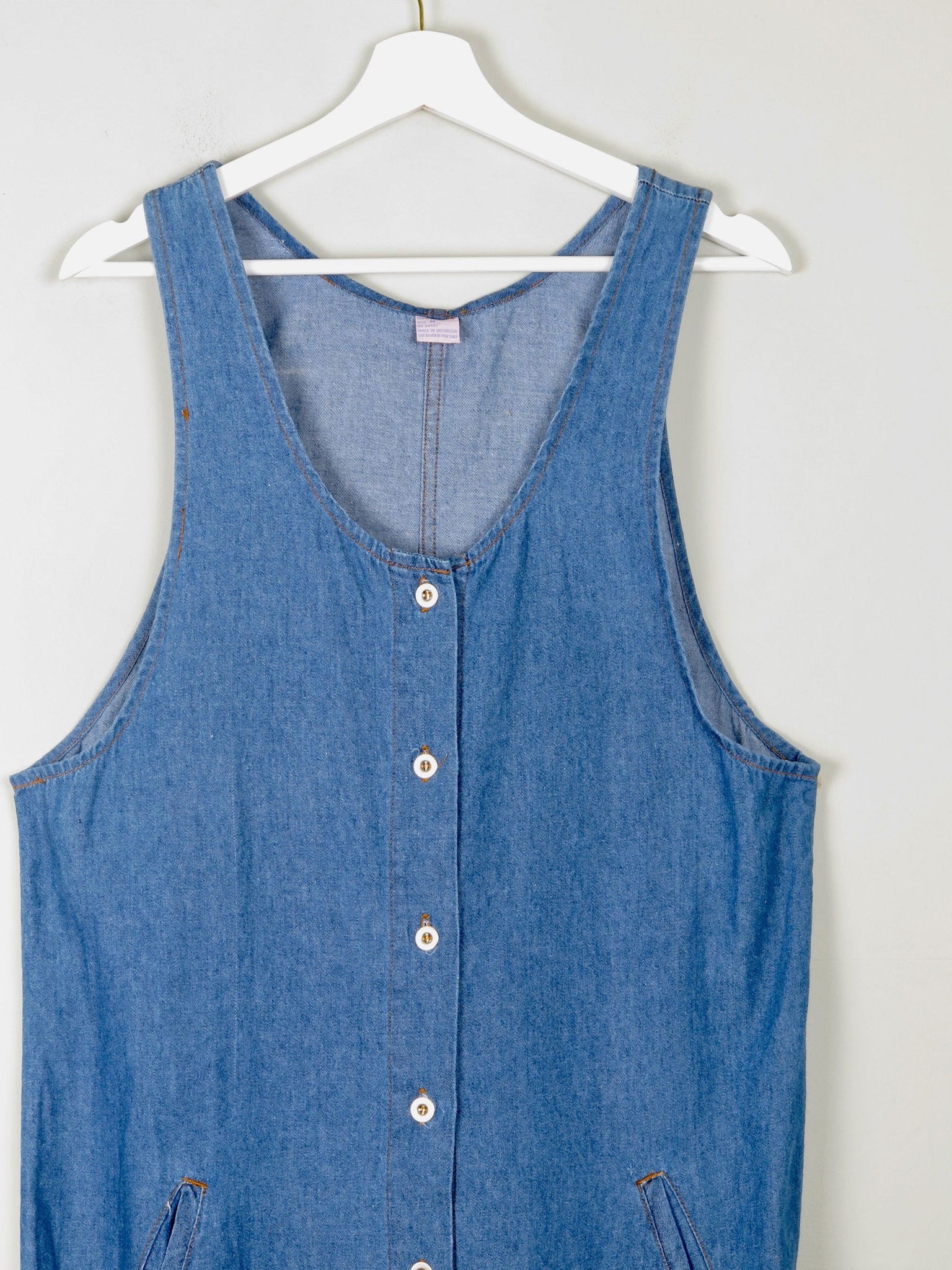 Blue Vintage Denim Dungaree Style Dress S/M - The Harlequin