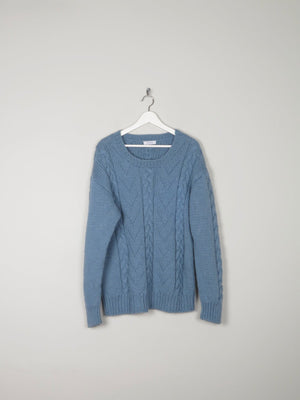 Blue Vintage Hand-knit Unisex Jumper L - The Harlequin