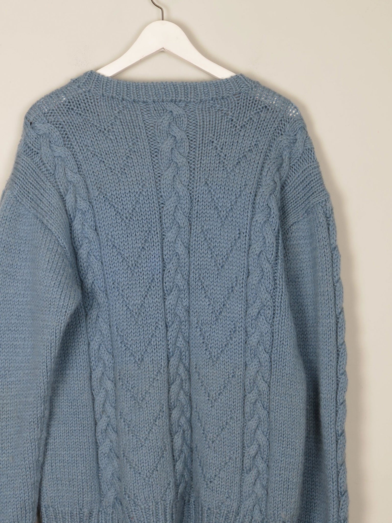 Blue Vintage Hand-knit Unisex Jumper L - The Harlequin